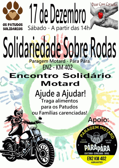 Cartaz Encontro Solidário na paragem motard 
