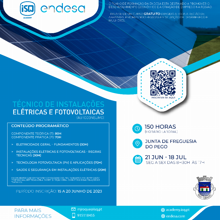 Endesa e ISQ Academy lançam curso de «Técnico(a) de Instalações Elétricas e Fotovoltaicas - Autoconsumo»